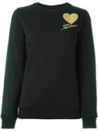 Love Moschino Sequined Heart Sweatshirt, Women's, Size: 40, Black, Cotton