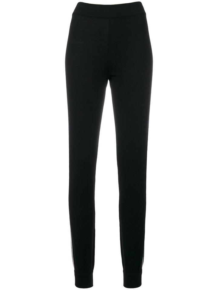 Fendi - Contrast Trim Leggings - Women - Virgin Wool - 40, Black, Virgin Wool
