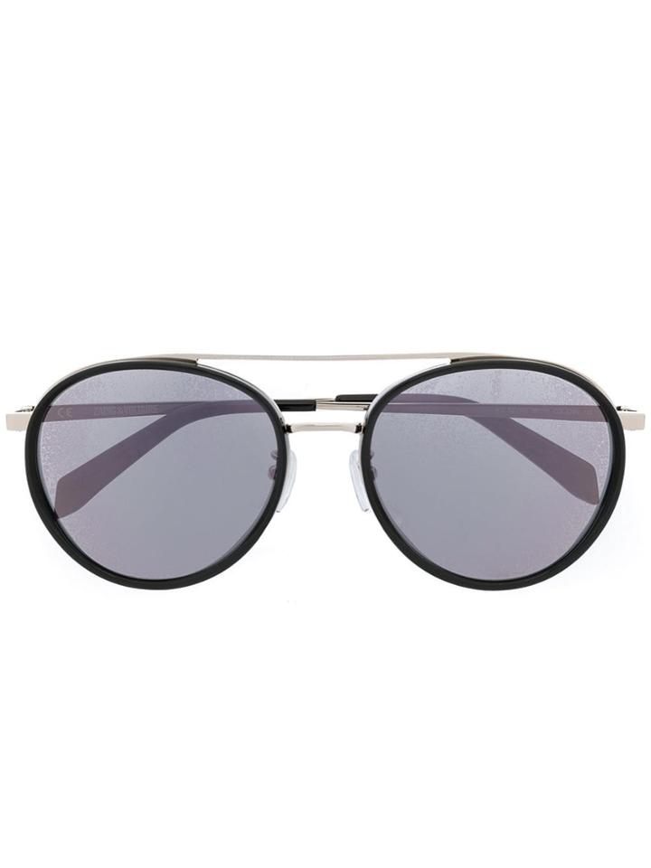 Zadig & Voltaire Round Aviator Sunglasses - Black