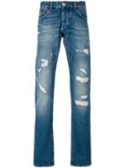 Philipp Plein - Denim Ripped Straight Jeans - Men - Cotton - 36, Blue, Cotton