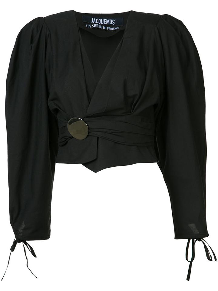 Jacquemus - Draped Cropped Blouse - Women - Cotton - 36, Black, Cotton