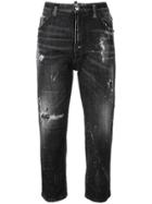 Dsquared2 High Rise Ripped Crop Jeans - Black