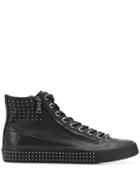 John Varvatos Studded High Top Sneakers - Black