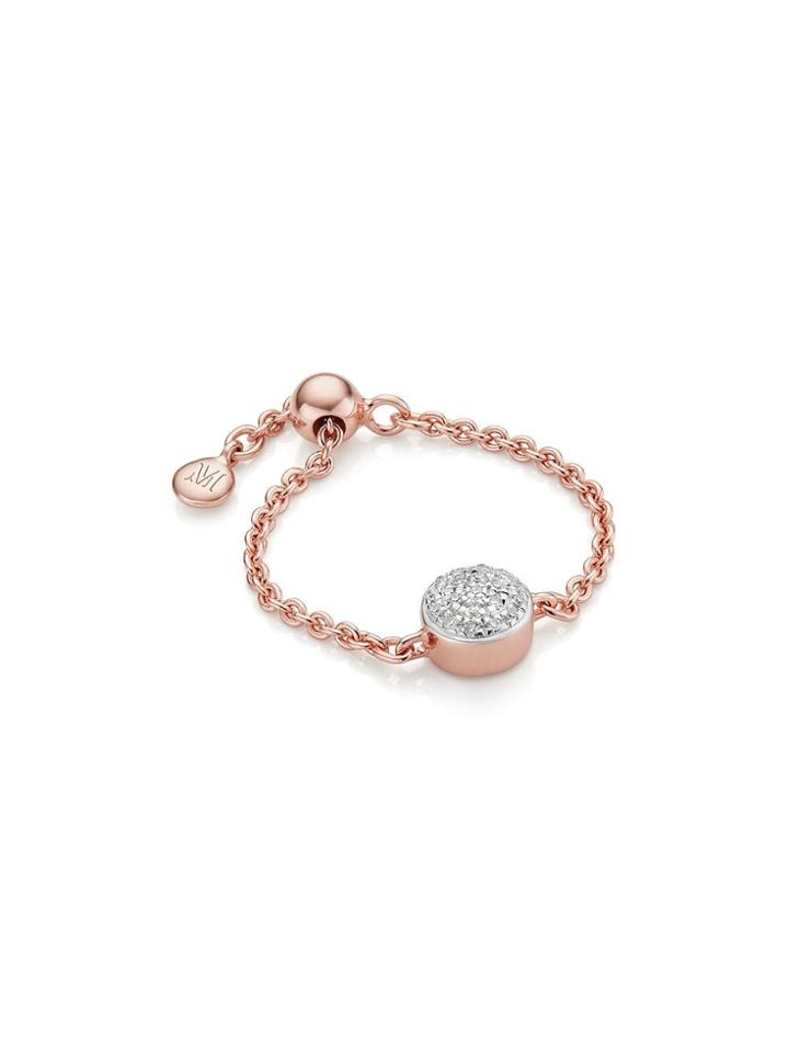 Monica Vinader Rp Fiji Mini Button Adjustable Diamond Ring - Gold