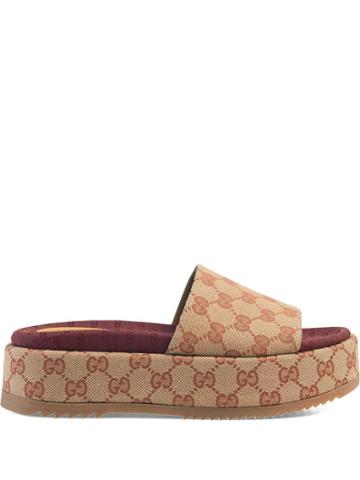 Gucci Original Gg Slider Sandal For Women - Neutrals