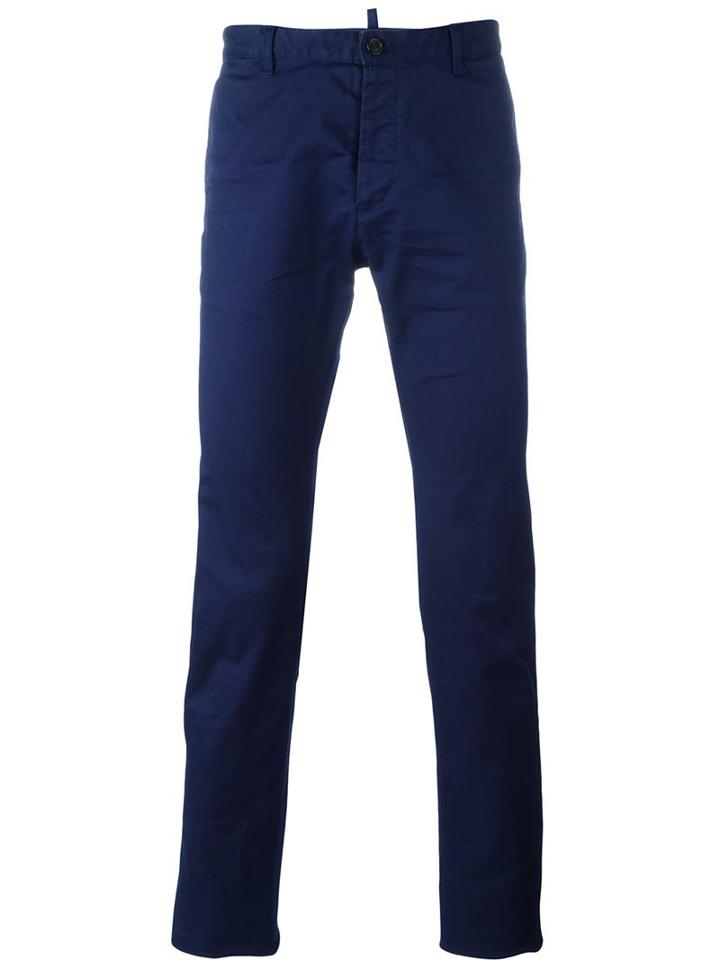 Dsquared2 Slim Fit Trousers, Men's, Size: 44, Blue, Cotton/spandex/elastane