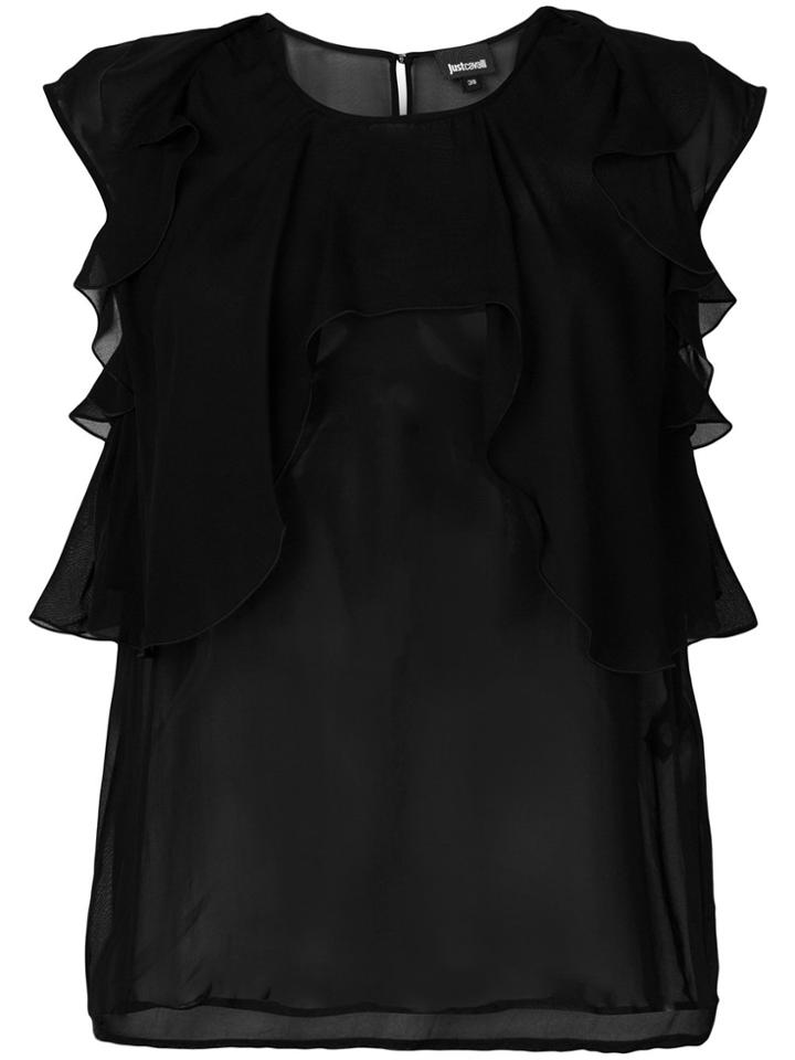 Just Cavalli Flared Trim Blouse - Black