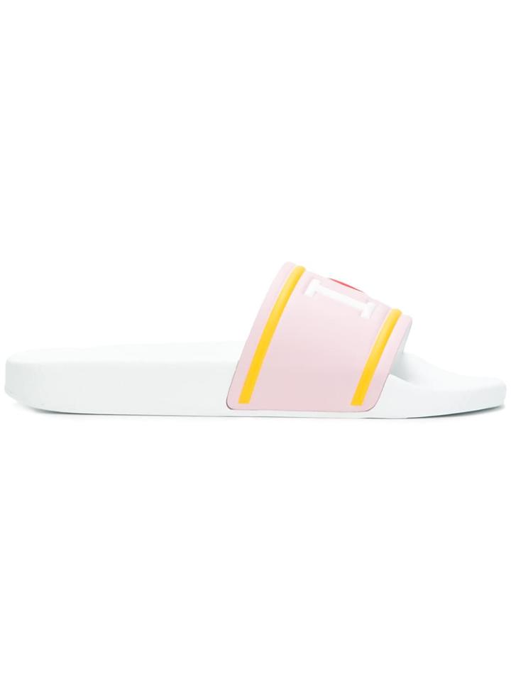 Dolce & Gabbana Front Printed Slippers - Pink