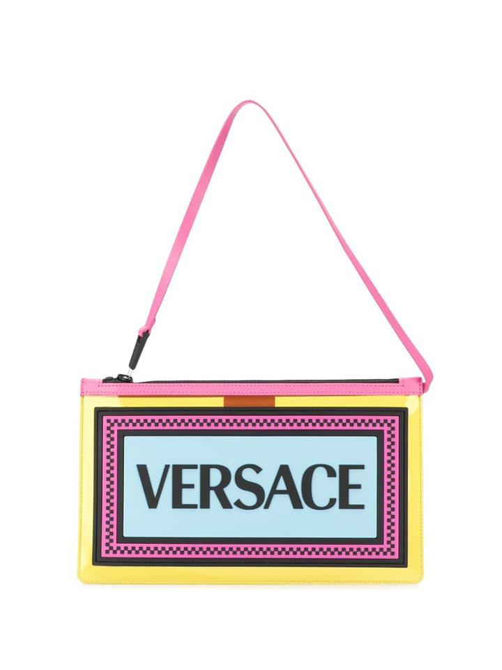 Versace Logo Plaque Clutch Bag - Yellow
