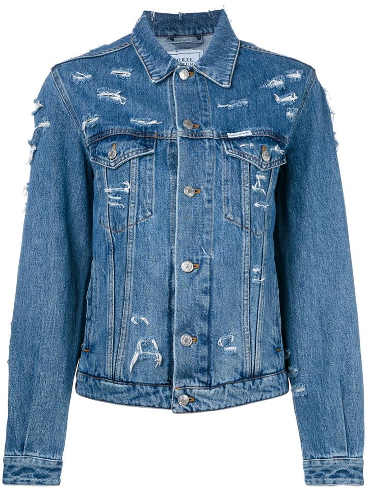 Forte Couture - Denim Distressed Jacket - Women - Cotton - S, Women's, Blue, Cotton