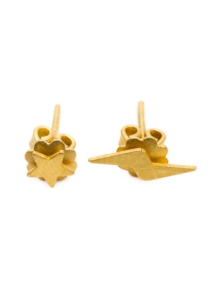 Marie Helene De Taillac 22kt Gold Star And Lightning Bolt Earrings