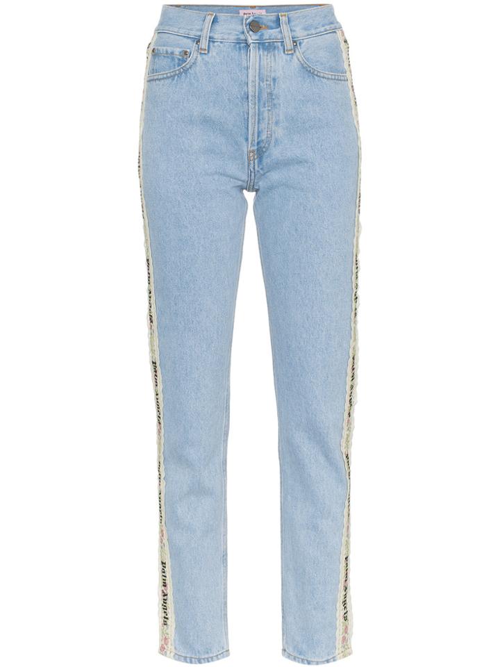 Palm Angels Tape Detail High-waisted Jeans - Blue