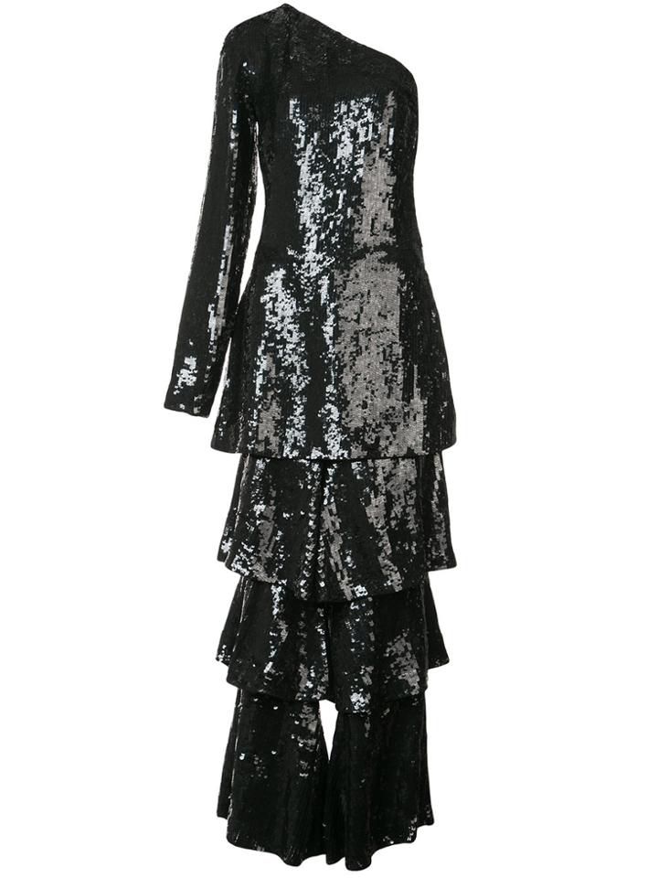 Osman One-shoulder Sequined Jumpsuit - Black