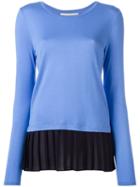 Michael Michael Kors Pleated Layer Blouse, Women's, Size: Large, Blue, Viscose/lyocell
