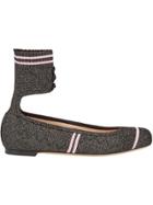 Fendi Striped Knit Ballerinas - Black