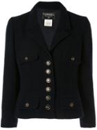 Chanel Pre-owned Logo Buttons Jacket - Blue