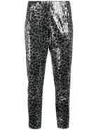 Laneus Sequin Leopard Trousers - Silver