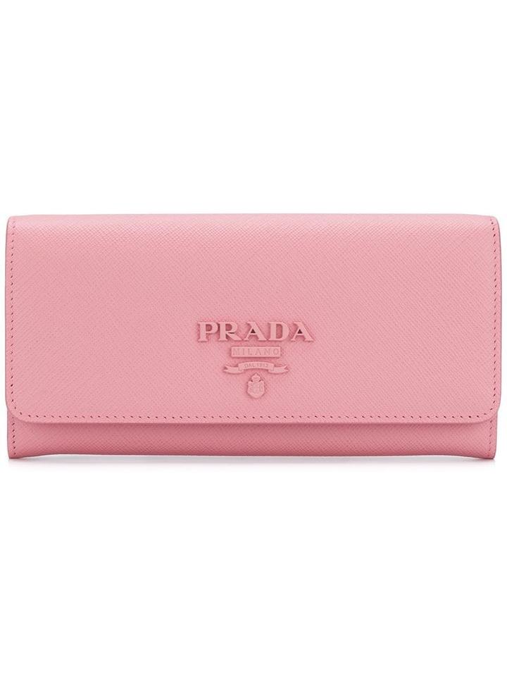 Prada Saffiano Logo Wallet - Pink