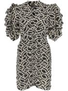 Isabel Marant Andor Chain-print Ruched Stretch-silk Dress - Black