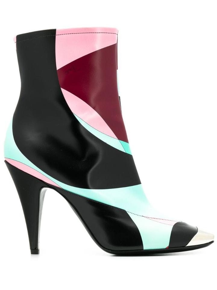 Emilio Pucci Colour Block Ankle Boots - Black
