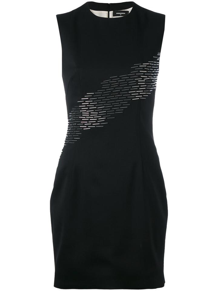 Sequin Detail Fitted Dress - Women - Polyester/spandex/elastane/viscose/virgin Wool - 36, Black, Polyester/spandex/elastane/viscose/virgin Wool, Dsquared2