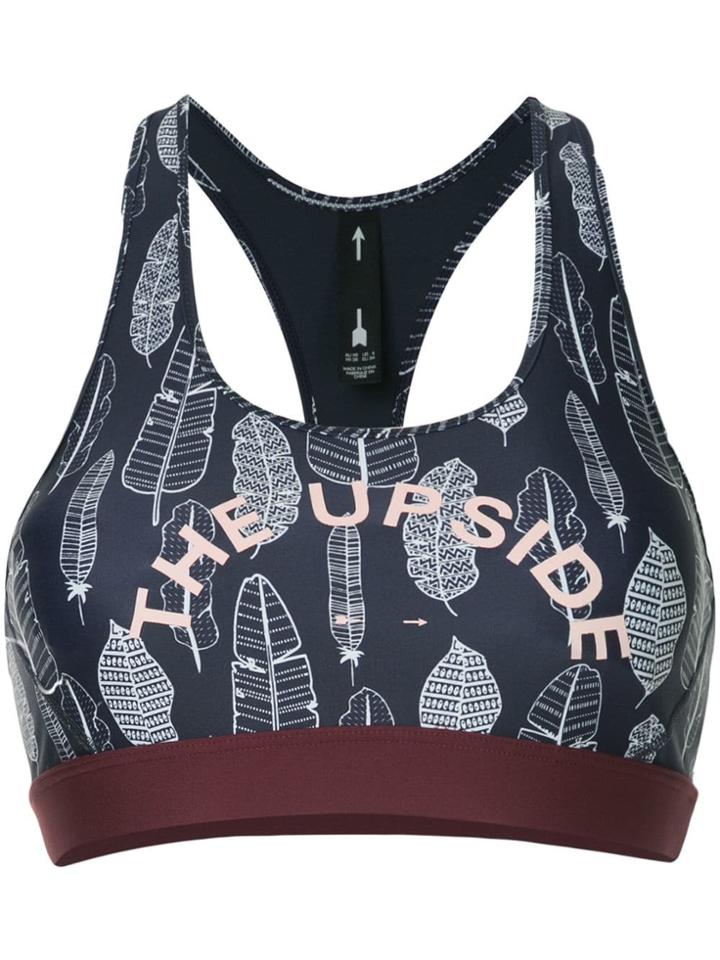 The Upside Leaf Print Sports Bra - Blue