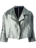 Odeeh Metallic (grey) Wide Lapel Jacket, Women's, Size: 34, Polyester/metallic Fibre/cotton