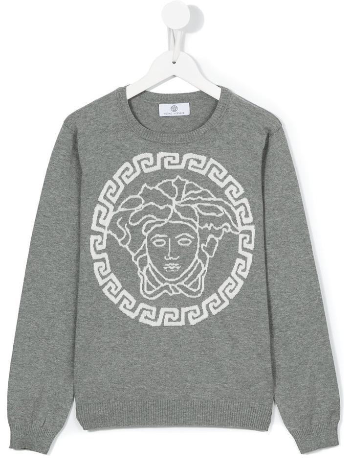 Young Versace Medusa Sweathshirt, Toddler Boy's, Size: 4 Yrs, Grey