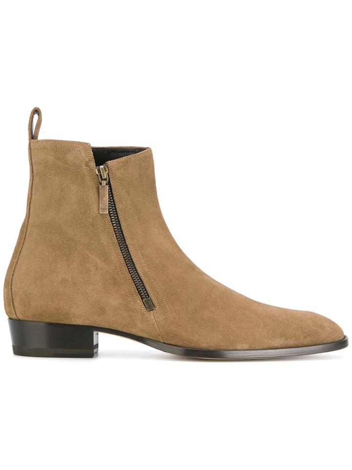 Saint Laurent Wyatt 30 Zipped Boots - Brown