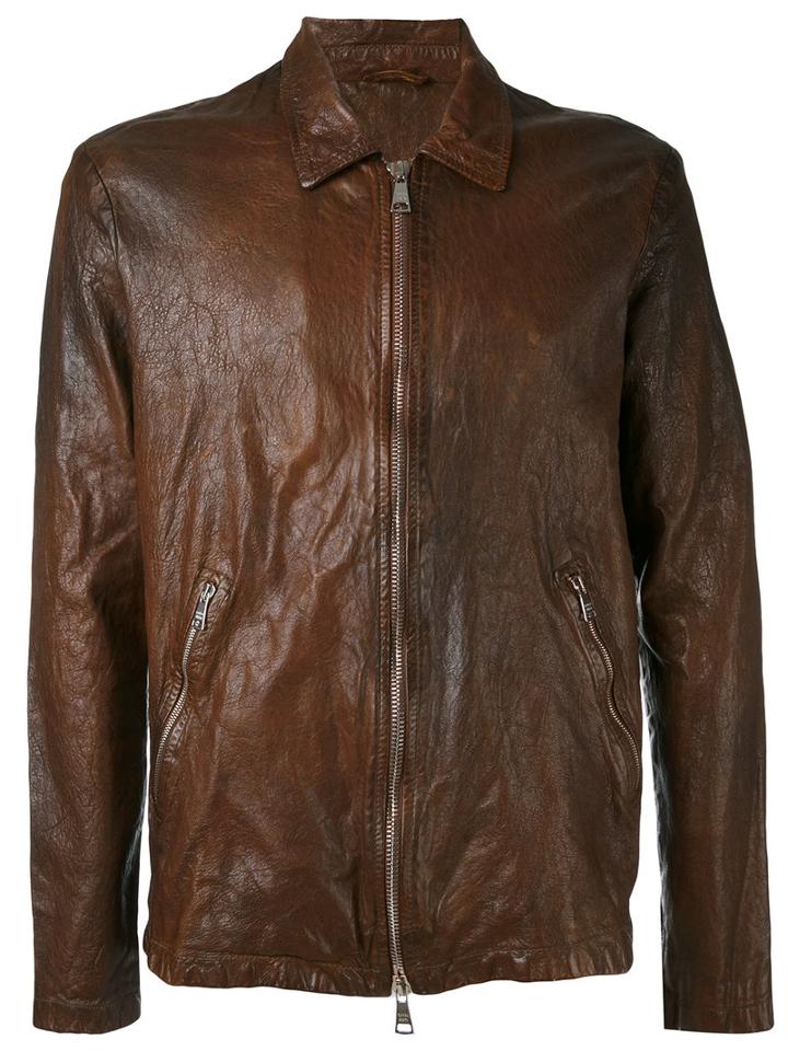 Giorgio Brato - Zipped Jacket - Men - Cotton/leather/nylon - 52, Brown, Cotton/leather/nylon