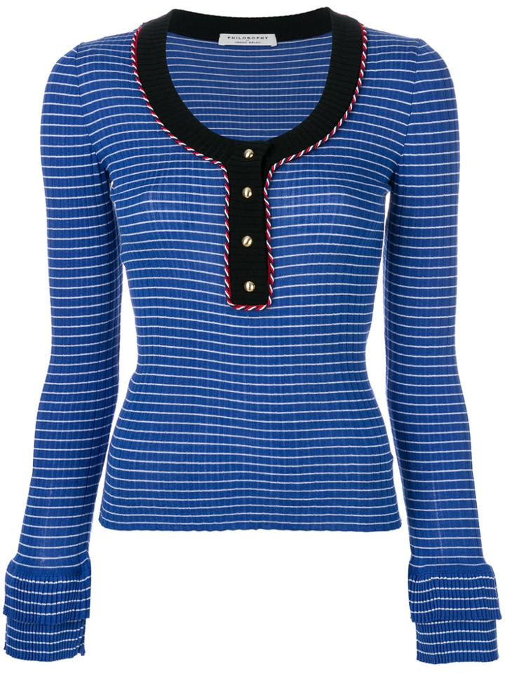 Philosophy Di Lorenzo Serafini Striped Henley Sweater - Blue