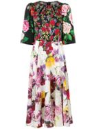 Dolce & Gabbana Floral Multi-print Midi Dress - Black