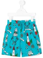 Vilebrequin Kids - Tattoo Print Swim Shorts - Kids - Cotton/polyester/polyester - 8 Yrs, Blue