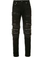 God's Masterful Children Zipped Ripped Skinny Jeans, Men's, Size: 38, Black, Cotton/polyester