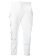 Dsquared2 Skinny Cropped Cargo Pants, Women's, Size: 38, White, Cotton/spandex/elastane