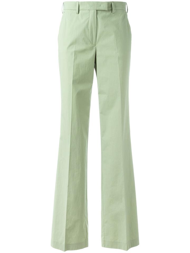 Etro High-waisted Flared Trousers, Size: 44, Green, Cotton/elastodiene