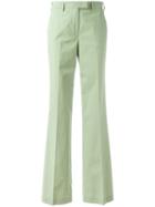 Etro High-waisted Flared Trousers, Size: 44, Green, Cotton/elastodiene