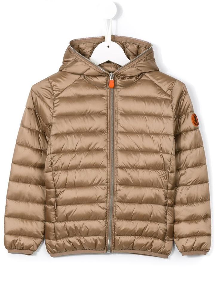 Hooded Puffer Jacket, Girl's, Size: 10 Yrs, Nude/neutrals, Save The Duck Kids