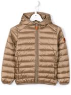 Hooded Puffer Jacket, Girl's, Size: 10 Yrs, Nude/neutrals, Save The Duck Kids