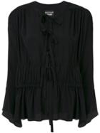 Boutique Moschino Gathered Tie Neck Blouse - Black
