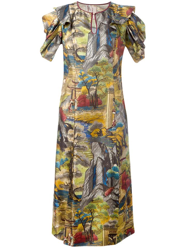 Antonio Marras Forest (green) Print Dress, Women's, Size: 42, Silk