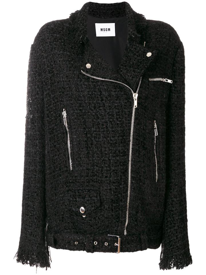 Msgm Knitted Biker Jacket - Black