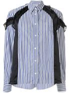 Sacai Ruffle Detail Striped Shirt - Blue