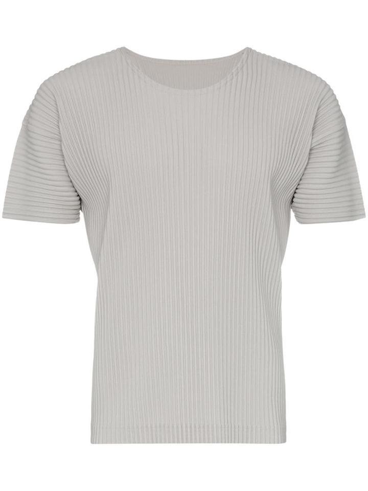 Homme Plissé Issey Miyake Pleated Short Sleeved T-shirt - Grey