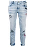 Twin-set Embroidered Five-pocket Jeans - Blue