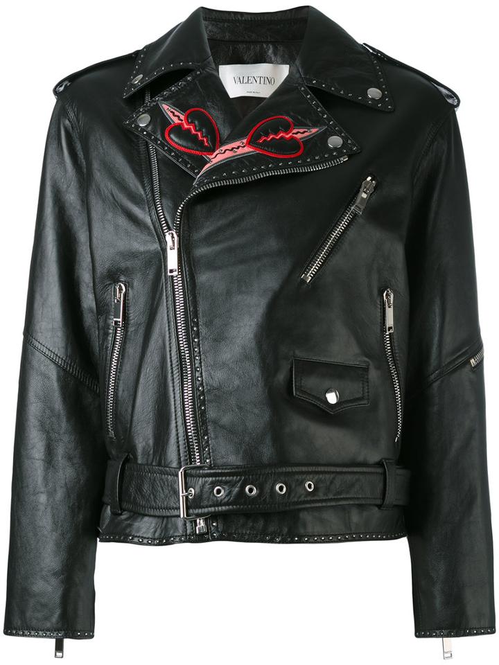Valentino - Love Blade Embroidered Jacket - Women - Cotton/lamb Skin/polyester/viscose - 38, Black, Cotton/lamb Skin/polyester/viscose