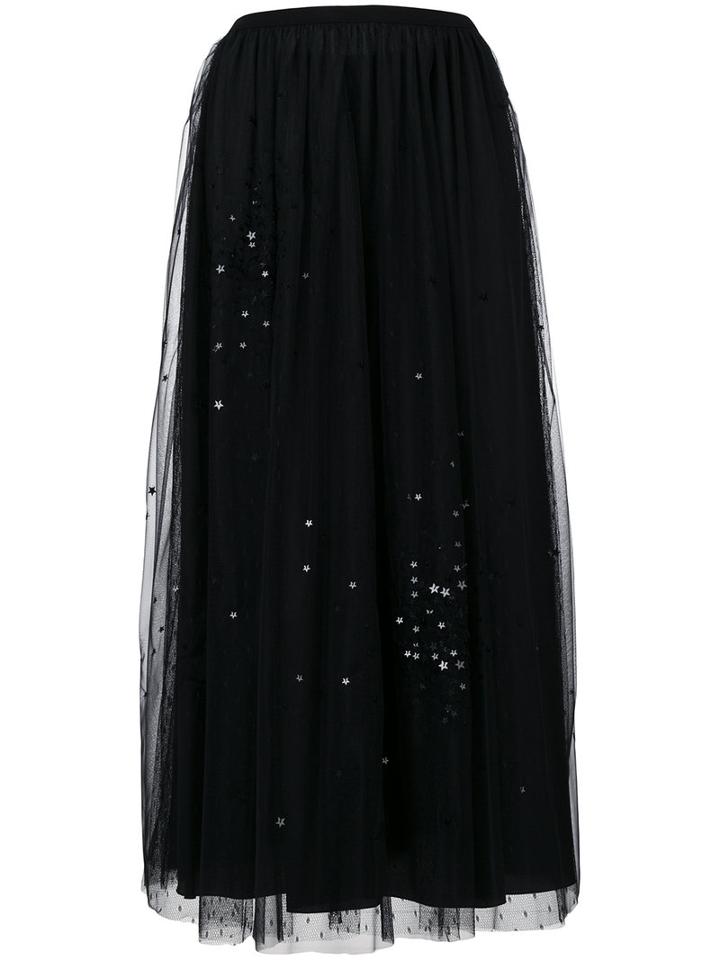 Red Valentino - Tulle Skirt With Attached Stars - Women - Polyamide/polyester - 44, Black, Polyamide/polyester