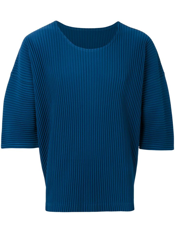 Homme Plissé Issey Miyake - Pleated Detail T-shirt - Men - Polyester - 2, Blue, Polyester