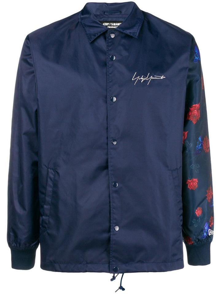 Yohji Yamamoto Floral Print Sleeve Bomber Jacket - Blue