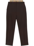 Burberry Vintage Check Panel Double-waist Wool Trousers - Brown